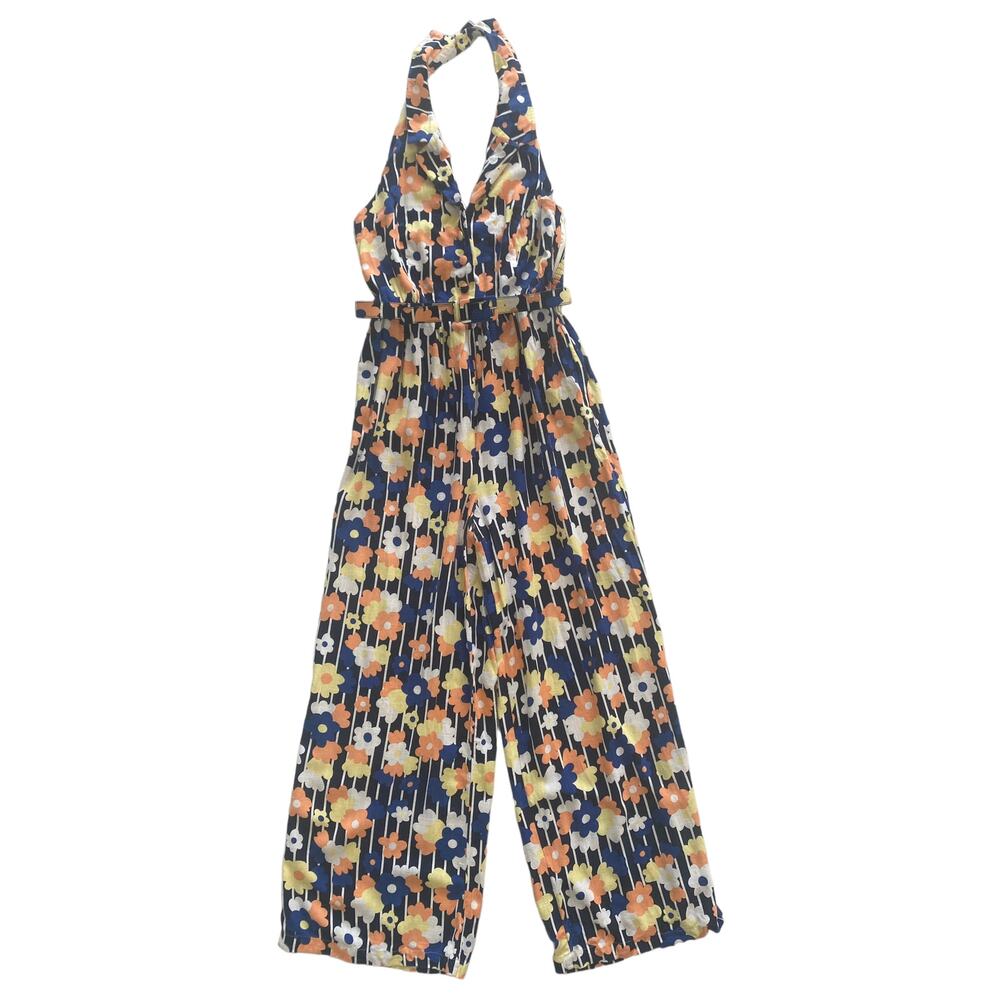 MODCLOTH LINEN BLEND FLORAL HALTER JUMPSUIT SIZE MEDIUM - Picture 2 of 14